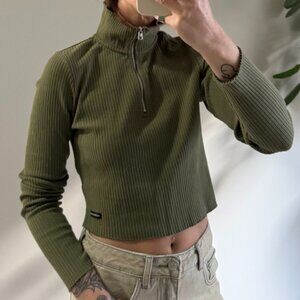 CK Quarter Zip Cropped Knit Sweater